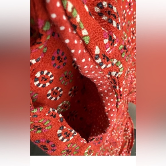 Anthropologie Maeve Daisy Midi Shirtdress Red size 14 Asymmetrical Hem - Picture 13 of 15